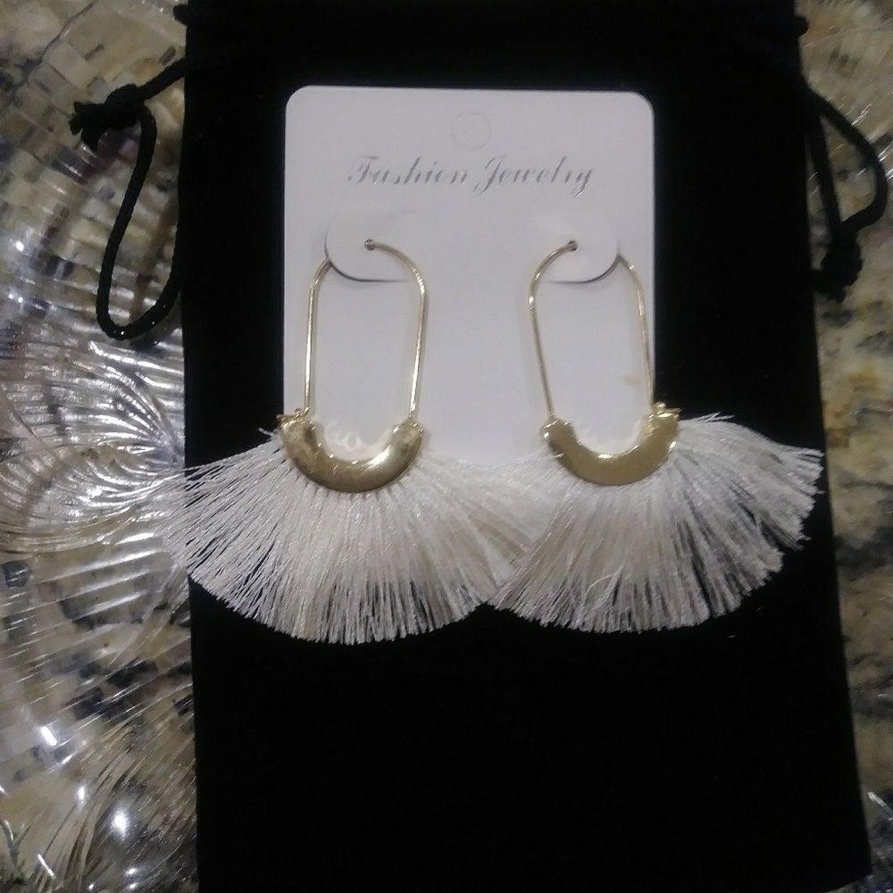 3/$20-Boho White Tassel Earrings